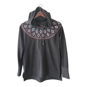 Ruff Hewn Dark Gray Embroidered Hoodie Size L Women